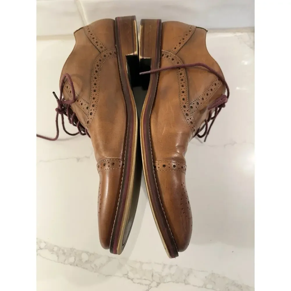 Johnston &‎ Murphy Mens Size 13 M Conrad Captoe Oxford Brown Leather Dress Shoe